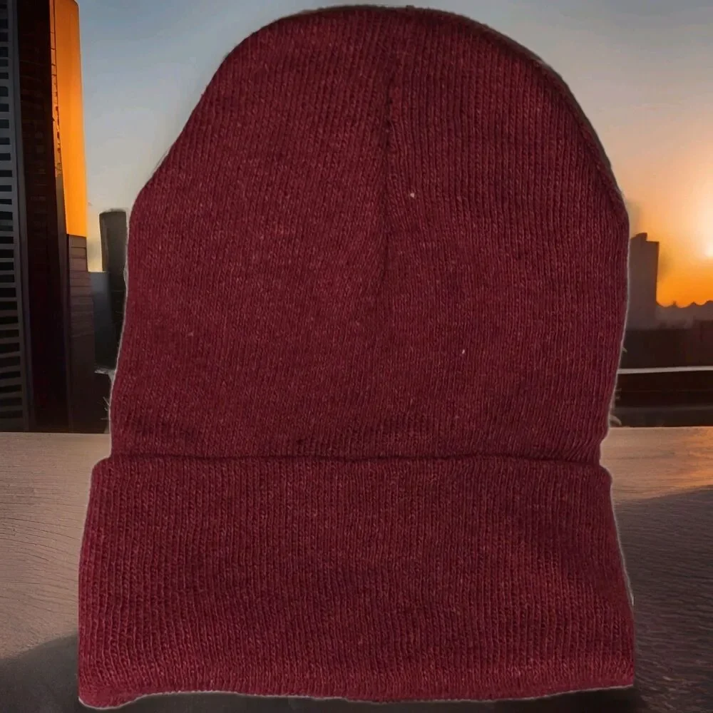 2 Pack Boys Knit Hat New Without Tags One Size  Winter Warm Black Black Burgandy